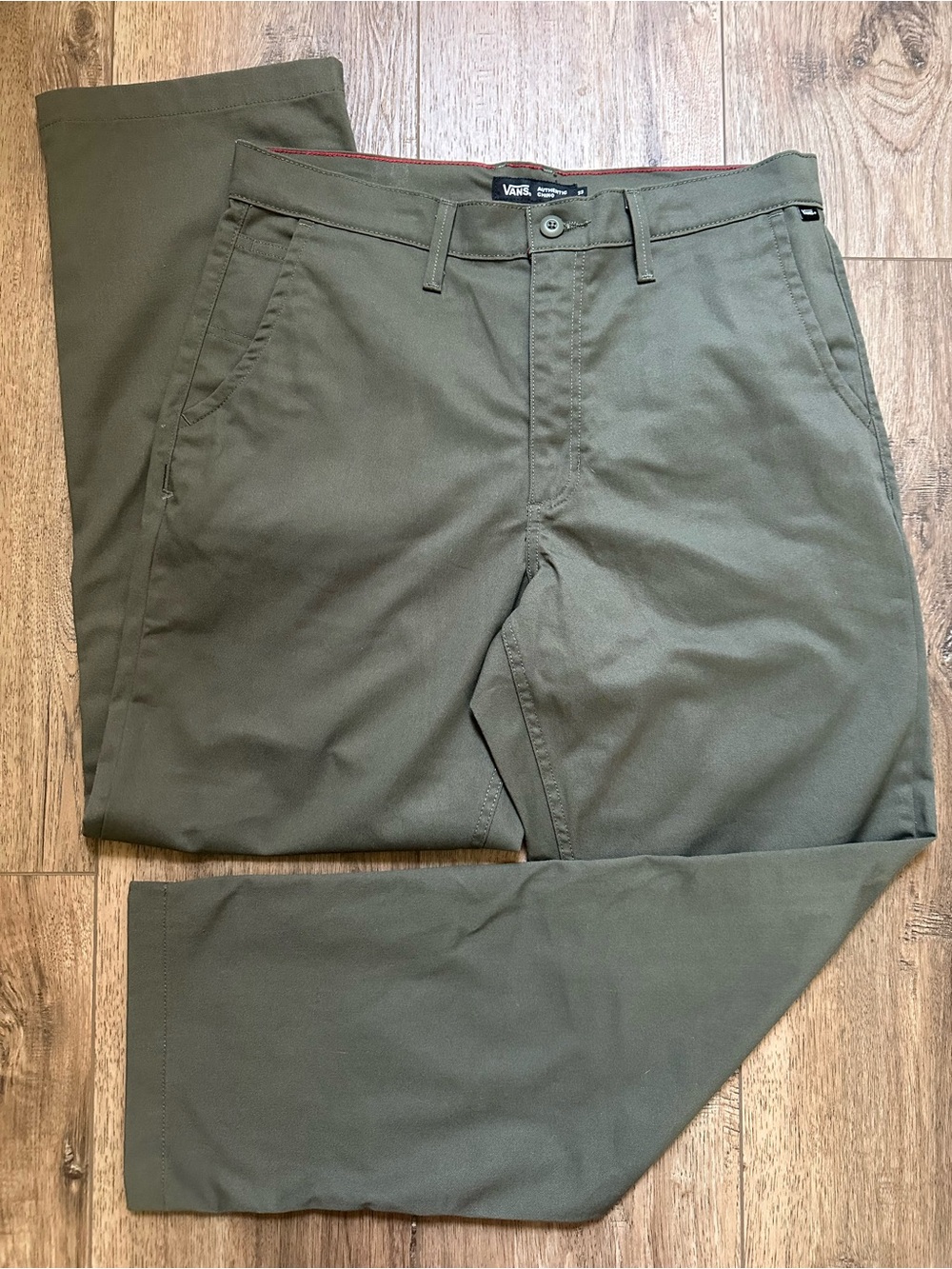 Vans Chino Pants, Men’s Loose Fit, Dark Green, Gorpcore, Straight Leg, Size 33